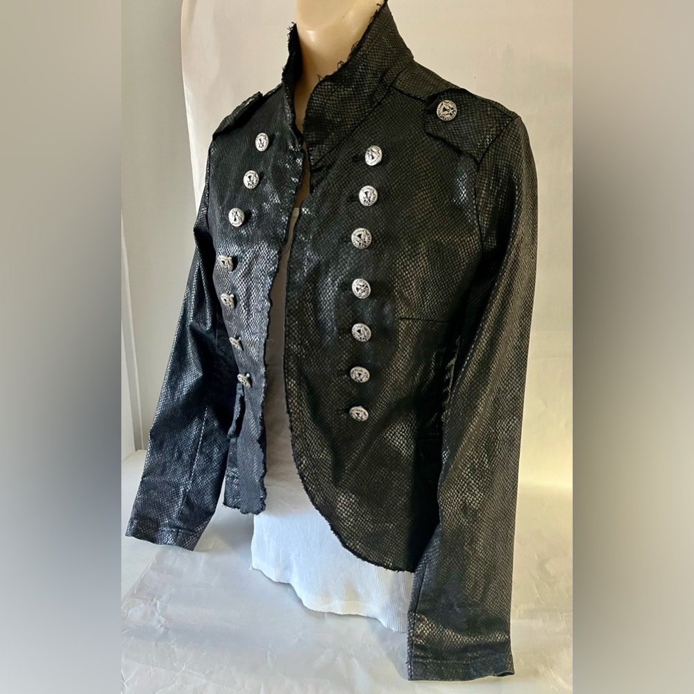 Black Military-Style Women's Blazer Jacket - Picture 2 of 16